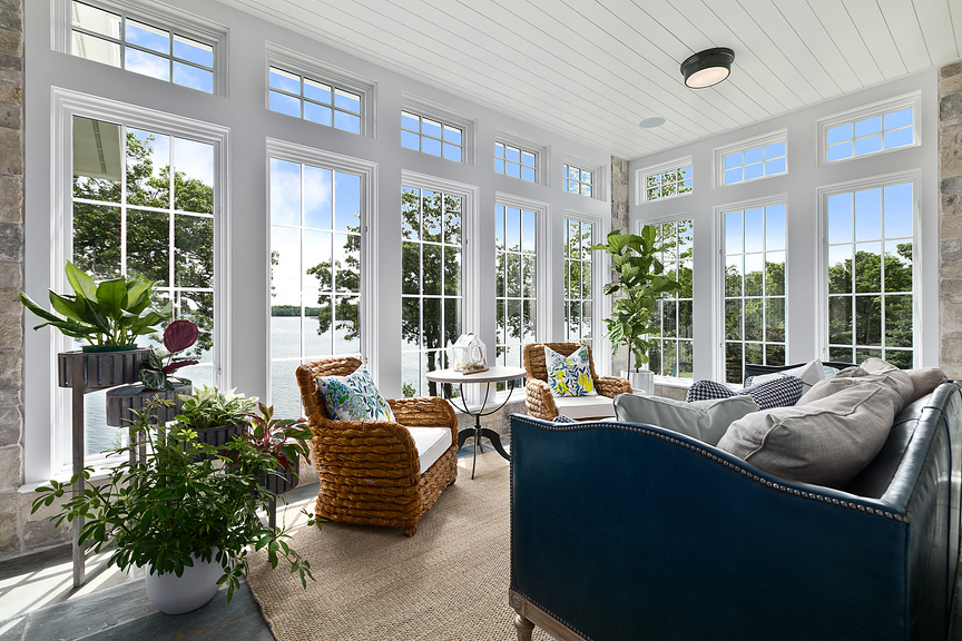 Exquisite custom windows throughout this great family room